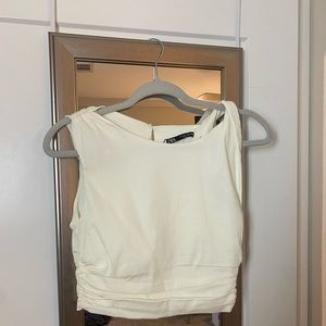 Zara white cropped ruche tank NWT!